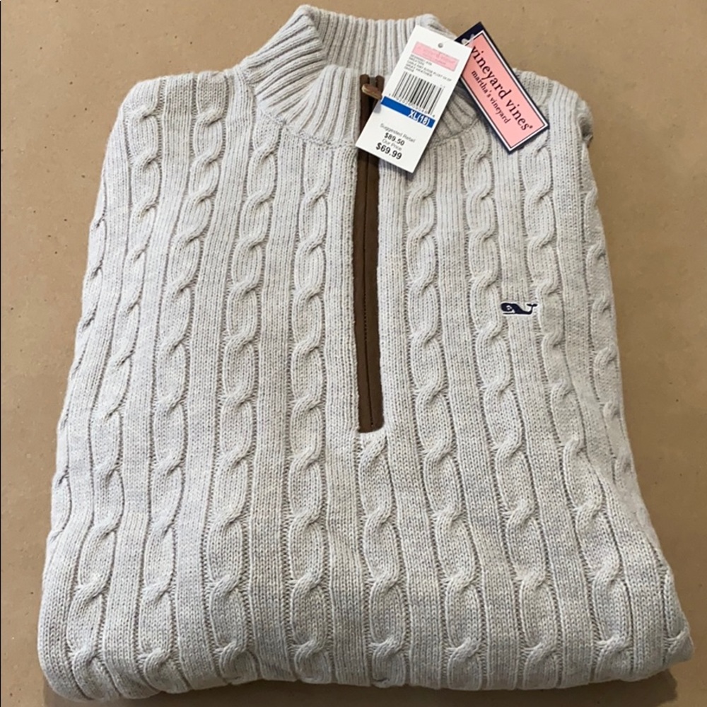 Vineyard Vines quarter zip cable knit pullover